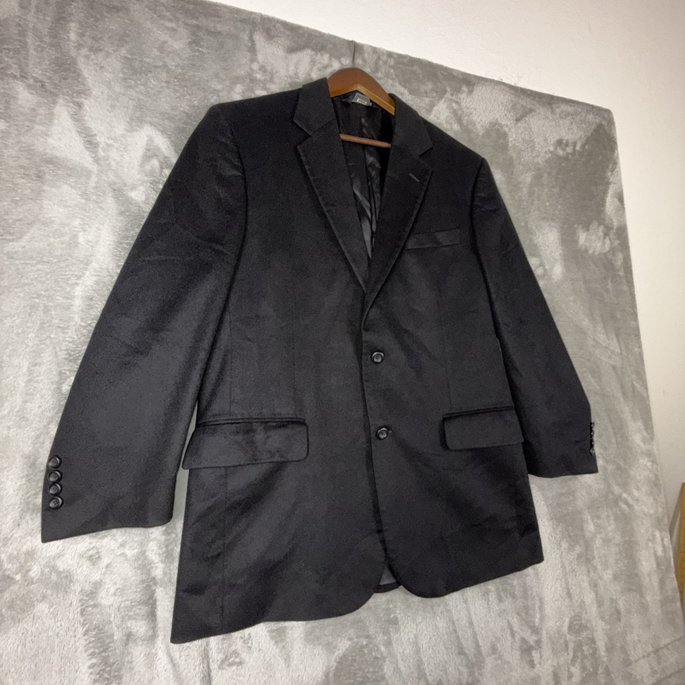 Jos A Bank 100% Cashmere Blazer Sport Coat Jacket Men 41R Black 2 Button Classic - Picture 3 of 16